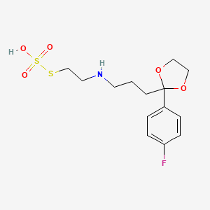 molecular formula C14H20FNO5S2 B13426985 S-2-((3-(2-(p-Fluorophenyl)-1,3-dioxolan-2-yl)propyl)amino)ethyl thiosulfate CAS No. 21220-98-4