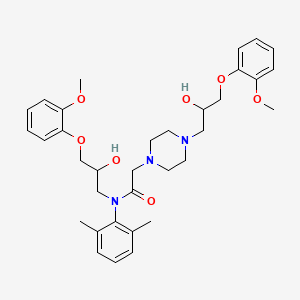 molecular formula C34H45N3O7 B13427069 N-(2,6-dimethylphenyl)-N-(2-hydroxy-3-(2-methoxyphenoxy)propyl)-2-(4-(2-hydroxy-3-(2-methoxyphenoxy)propyl)piperazin-1-yl)acetamide CAS No. 2724549-66-8