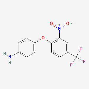 molecular formula C13H9F3N2O3 B13427080 Benzeneamine, 4-(2-nitro-4-(trifluoromethyl)phenoxy)- CAS No. 24219-87-2