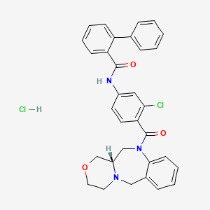 molecular formula C32H29Cl2N3O3 B13427122 N-[4-[(4aS)-1,2,4,4a,5,11-hexahydro-[1,4]oxazino[3,4-c][1,4]benzodiazepine-6-carbonyl]-3-chlorophenyl]-2-phenylbenzamide;hydrochloride 
