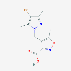 molecular formula C11H12BrN3O3 B1342757 4-[(4-bromo-3,5-dimethyl-1H-pyrazol-1-yl)methyl]-5-methylisoxazole-3-carboxylic acid CAS No. 1006456-22-9