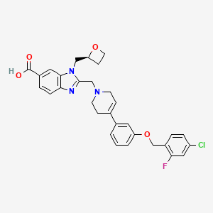 molecular formula C31H29ClFN3O4 B13428264 2-[[4-[3-[(4-Chloro-2-fluorophenyl)methoxy]phenyl]-3,6-dihydro-1(2H)-pyridinyl]methyl]-1-[(2S)-2-oxetanylmethyl]-1H-benzimidazole-6-carboxylic acid 
