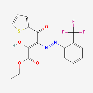 molecular formula C17H13F3N2O4S B13428266 Ethyl 2,4-dioxo-4-(2-thienyl)-3-{2-[2-(trifluoromethyl)phenyl]hydrazono}butanoate 