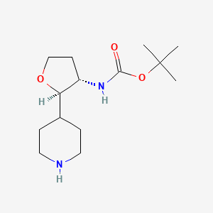 molecular formula C14H26N2O3 B13429057 tert-butyl N-[(2R,3S)-2-piperidin-4-yloxolan-3-yl]carbamate 