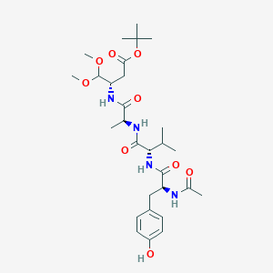 molecular formula C29H46N4O9 B134301 AC-Tyr-val-ala-asp(otbu)-aldehyde-dimethyl acetal CAS No. 147395-39-9