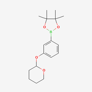 molecular formula C17H25BO4 B1343031 4,4,5,5-tetramethyl-2-(3-((tetrahydro-2H-pyran-2-yl)oxy)phenyl)-1,3,2-dioxaborolane CAS No. 850568-69-3