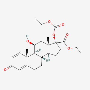 molecular formula C25H34O7 B13430963 ethyl (8S,9S,10R,11S,13S,14S,17R)-17-ethoxycarbonyloxy-11-hydroxy-10,13-dimethyl-3-oxo-7,8,9,11,12,14,15,16-octahydro-6H-cyclopenta[a]phenanthrene-17-carboxylate 