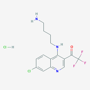 molecular formula C15H16Cl2F3N3O B13431283 1-(4-((4-Aminobutyl)amino)-7-chloroquinolin-3-yl)-2,2,2-trifluoroethanone hydrochloride 