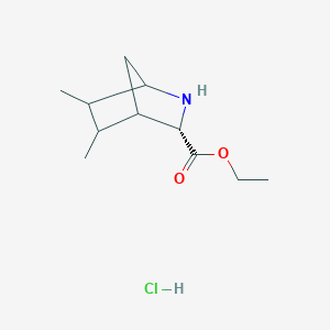 molecular formula C11H20ClNO2 B13431510 Ethyl (3S)-5,6-dimethyl-2-azabicyclo[2.2.1]heptane-3-carboxylate hydrochloride 