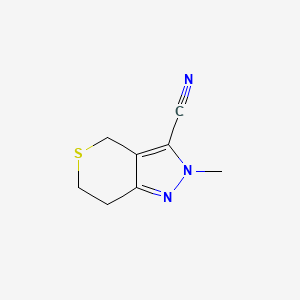 molecular formula C8H9N3S B13431557 2-Methyl-2,4,6,7-tetrahydrothiopyrano[4,3-c]pyrazole-3-carbonitrile 