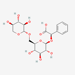 molecular formula C19H26O12 B13431675 (2R)-2-phenyl-2-[(2S,3R,4S,5S,6R)-3,4,5-trihydroxy-6-[[(2S,3R,4S,5R)-3,4,5-trihydroxyoxan-2-yl]oxymethyl]oxan-2-yl]oxyacetic acid CAS No. 190323-48-9