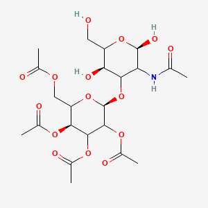 molecular formula C22H33NO15 B13431680 [(3S,6R)-6-[(2R,5R)-3-acetamido-2,5-dihydroxy-6-(hydroxymethyl)oxan-4-yl]oxy-3,4,5-triacetyloxyoxan-2-yl]methyl acetate 