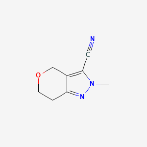 molecular formula C8H9N3O B13431726 2-Methyl-2,4,6,7-tetrahydropyrano[4,3-c]pyrazole-3-carbonitrile 