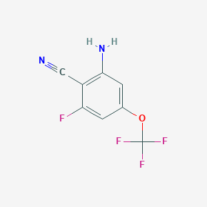 molecular formula C8H4F4N2O B13431787 2-Amino-6-fluoro-4-(trifluoromethoxy)benzonitrile 