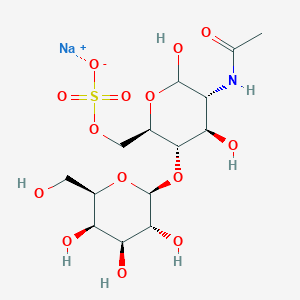 molecular formula C14H24NNaO14S B13431930 sodium;[(2R,3S,4R,5R)-5-acetamido-4,6-dihydroxy-3-[(2S,3R,4S,5R,6R)-3,4,5-trihydroxy-6-(hydroxymethyl)oxan-2-yl]oxyoxan-2-yl]methyl sulfate 