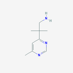 molecular formula C9H15N3 B13432022 2-Methyl-2-(6-methylpyrimidin-4-yl)propan-1-amine 