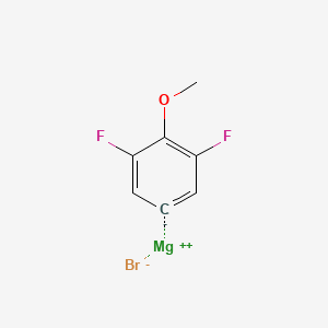 molecular formula C7H5BrF2MgO B13432156 magnesium;1,3-difluoro-2-methoxybenzene-5-ide;bromide 