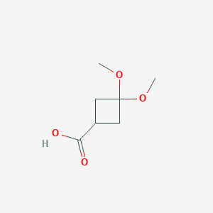 molecular formula C7H12O4 B1343226 3,3-Dimethoxycyclobutanecarboxylic acid CAS No. 332187-56-1