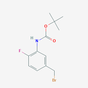 molecular formula C12H15BrFNO2 B13432261 3-Amino-4-fluorobenzyl bromide, N-BOC protected 