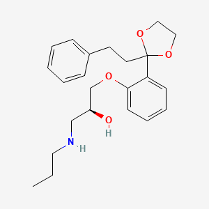 molecular formula C23H31NO4 B13432647 (2S)-1-[2-[2-(2-Phenylethyl)-1,3-dioxolan-2-yl]phenoxy]-3-(propylamino)-2-propanol 