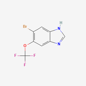 molecular formula C8H4BrF3N2O B13432649 5-Bromo-6-(trifluoromethoxy)-1H-benzimidazole 