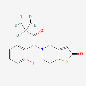 molecular formula C18H18FNO2S B13432719 5-[1-(2-Fluorophenyl)-2-oxo-2-(1,2,2,3,3-pentadeuteriocyclopropyl)ethyl]-4,6,7,7a-tetrahydrothieno[3,2-c]pyridin-2-one 