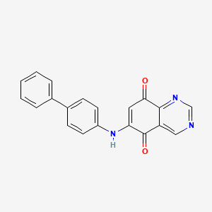molecular formula C20H13N3O2 B13432760 6-(4-Phenylanilino)quinazoline-5,8-dione 