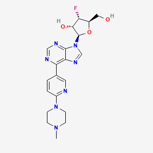 molecular formula C20H24FN7O3 B13432781 (2R,3S,4S,5R)-4-fluoro-5-(hydroxymethyl)-2-[6-[6-(4-methylpiperazin-1-yl)pyridin-3-yl]purin-9-yl]oxolan-3-ol 