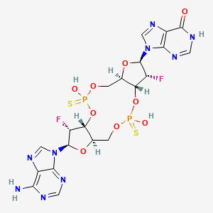 molecular formula C20H21F2N9O9P2S2 B13432884 9-[(1R,6R,8R,9R,10R,15R,17R,18R)-17-(6-aminopurin-9-yl)-9,18-difluoro-3,12-dihydroxy-3,12-bis(sulfanylidene)-2,4,7,11,13,16-hexaoxa-3lambda5,12lambda5-diphosphatricyclo[13.3.0.06,10]octadecan-8-yl]-1H-purin-6-one 
