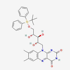 molecular formula C33H38N4O6Si B13433068 10-((2S,3S,4R)-5-((tert-Butyldiphenylsilyl)oxy)-2,3,4-trihydroxypentyl)-7,8-dimethylbenzo[g]pteridine-2,4(3H,10H)-dione 