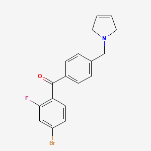 molecular formula C18H15BrFNO B1343317 (4-Bromo-2-fluorophenyl)(4-((2,5-dihydro-1H-pyrrol-1-yl)methyl)phenyl)methanone CAS No. 898764-52-8