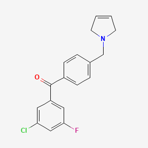 molecular formula C18H15ClFNO B1343318 (3-Chloro-5-fluorophenyl)(4-((2,5-dihydro-1H-pyrrol-1-yl)methyl)phenyl)methanone CAS No. 898764-58-4