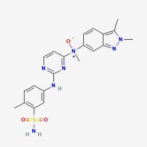 molecular formula C21H23N7O3S B13433226 N,2,3-trimethyl-N-[2-(4-methyl-3-sulfamoylanilino)pyrimidin-4-yl]indazol-6-amine oxide 