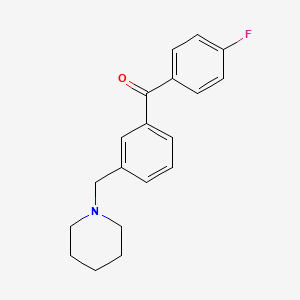 molecular formula C19H20FNO B1343326 4'-Fluoro-3-piperidinomethyl benzophenone CAS No. 898793-05-0