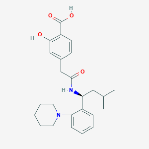 molecular formula C25H32N2O4 B13433405 O-Desethylrepaglinide (2-Hydroxy-4-[2-[[(1S)-3-methyl-1-[2-(1-piperidinyl)phenyl]butyl]amino]-2-oxoethyl]benzoic Acid) 