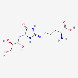 molecular formula C12H22N4O6 B13433613 (2S)-2-amino-5-[[4-oxo-5-[(2S,3R)-2,3,4-trihydroxybutyl]imidazolidin-2-ylidene]amino]pentanoic acid 