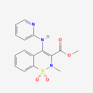 molecular formula C16H15N3O4S B13433625 Methyl 4-(Pyridin-2-ylamino)-2-methyl-2H-1,2-benzothiazine-2-carboxylate 1,1-Dioxide 