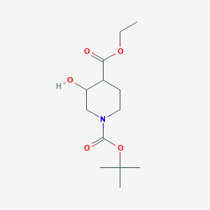 molecular formula C13H23NO5 B1343374 1-叔丁基 4-乙基 3-羟基哌啶-1,4-二羧酸酯 CAS No. 217488-49-8