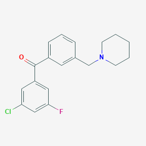 molecular formula C19H19ClFNO B1343381 3-Chloro-5-fluoro-3'-piperidinomethyl benzophenone CAS No. 898793-44-7