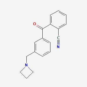 molecular formula C18H16N2O B1343383 3'-Azetidinomethyl-2-cyanobenzophenone CAS No. 898771-36-3