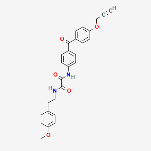 molecular formula C27H24N2O5 B13433848 N1-(4-methoxyphenethyl)-N2-(4-(4-(prop-2-yn-1-yloxy)benzoyl)phenyl)oxalamide 