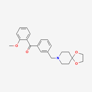 molecular formula C22H25NO4 B1343387 3'-[1,4-Dioxa-8-azaspiro[4.5]decan-8-ylmethyl]-2-methoxybenzophenone CAS No. 898761-38-1