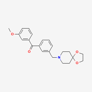molecular formula C22H25NO4 B1343388 3-[1,4-Dioxa-8-azaspiro[4.5]decan-8-ylmethyl]-3'-methoxybenzophenone CAS No. 898761-41-6