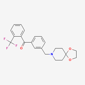 molecular formula C22H22F3NO3 B1343389 3'-[8-(1,4-Dioxa-8-azaspiro[4.5]decyl)methyl]-2-trifluorobenzophenone CAS No. 898762-03-3