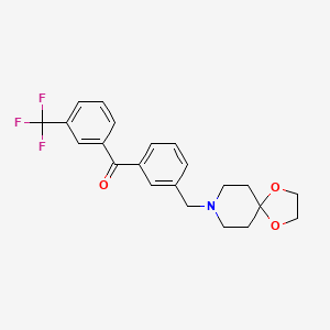 molecular formula C22H22F3NO3 B1343390 3-[8-(1,4-Dioxa-8-azaspiro[4.5]decyl)methyl]-3'-trifluorobenzophenone CAS No. 898762-05-5