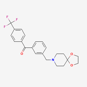 molecular formula C22H22F3NO3 B1343391 3-[8-(1,4-二氧杂-8-氮杂螺[4.5]癸基)甲基]-4'-三氟二苯甲酮 CAS No. 898762-07-7