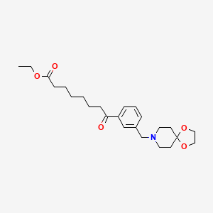 B1343392 Ethyl 8-(3-(1,4-dioxa-8-azaspiro[4.5]decan-8-ylmethyl)phenyl)-8-oxooctanoate CAS No. 898762-68-0