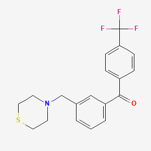 molecular formula C19H18F3NOS B1343395 3-Thiomorpholinomethyl-4'-trifluoromethylbenzophenone CAS No. 898763-49-0