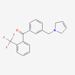 molecular formula C19H16F3NO B1343399 (3-((2,5-Dihydro-1H-pyrrol-1-yl)methyl)phenyl)(2-(trifluoromethyl)phenyl)methanone CAS No. 898749-26-3