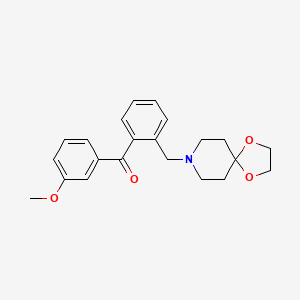 molecular formula C22H25NO4 B1343405 2-[8-(1,4-二氧杂-8-氮杂螺[4.5]癸基)甲基]-3'-甲氧基苯甲酮 CAS No. 898755-80-1